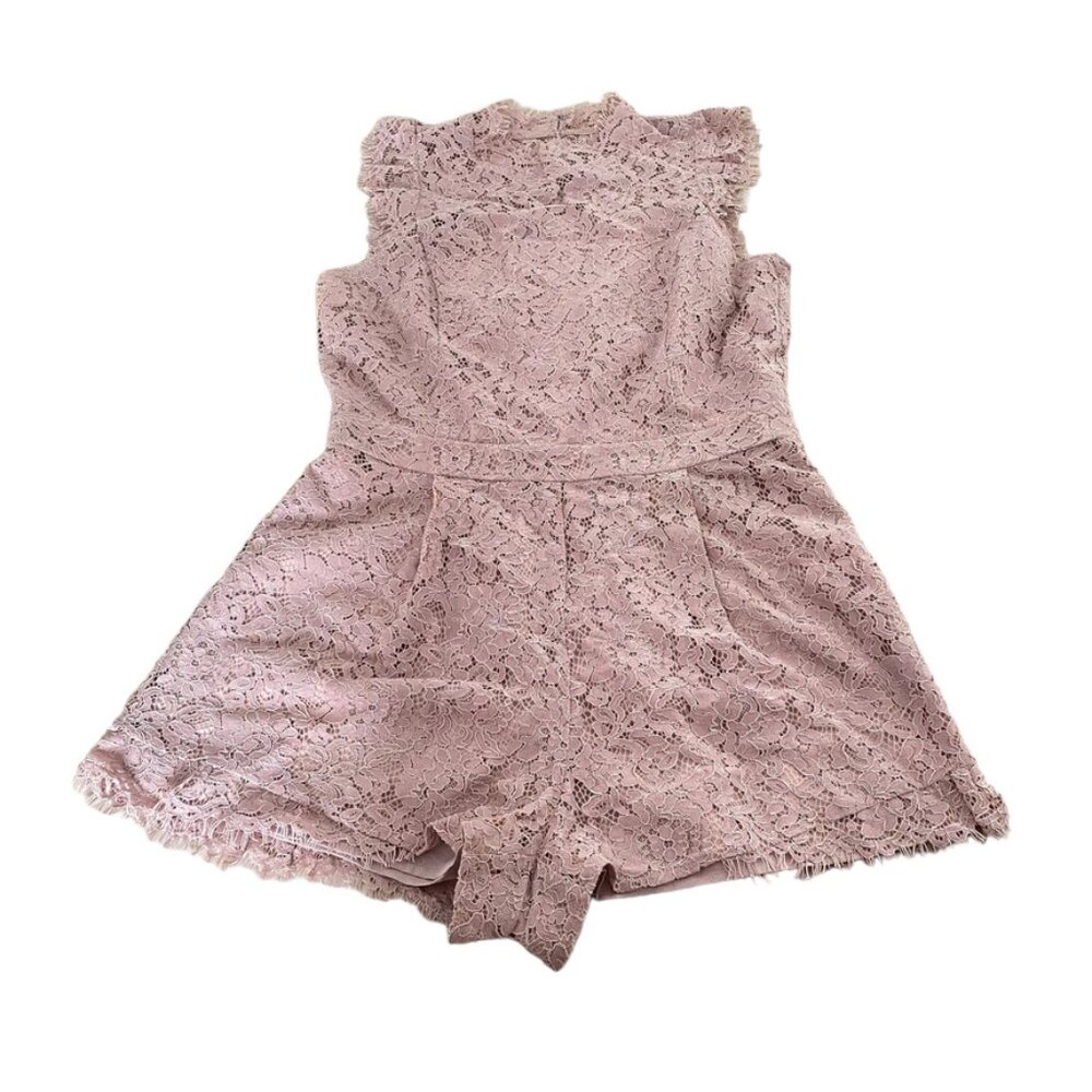 adelyn Rae moch neck lace blush tone romper L Large sleeveless